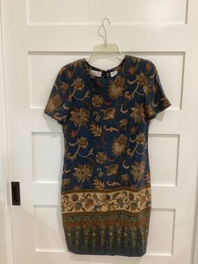 Vintage 100% Silk Paisley Pattern Pencil Dress Liz Claiborne Size 6 Petite